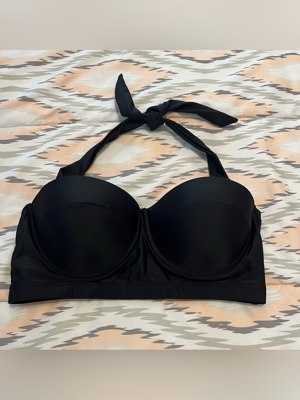 Black Halter Bandeau Bikini Top